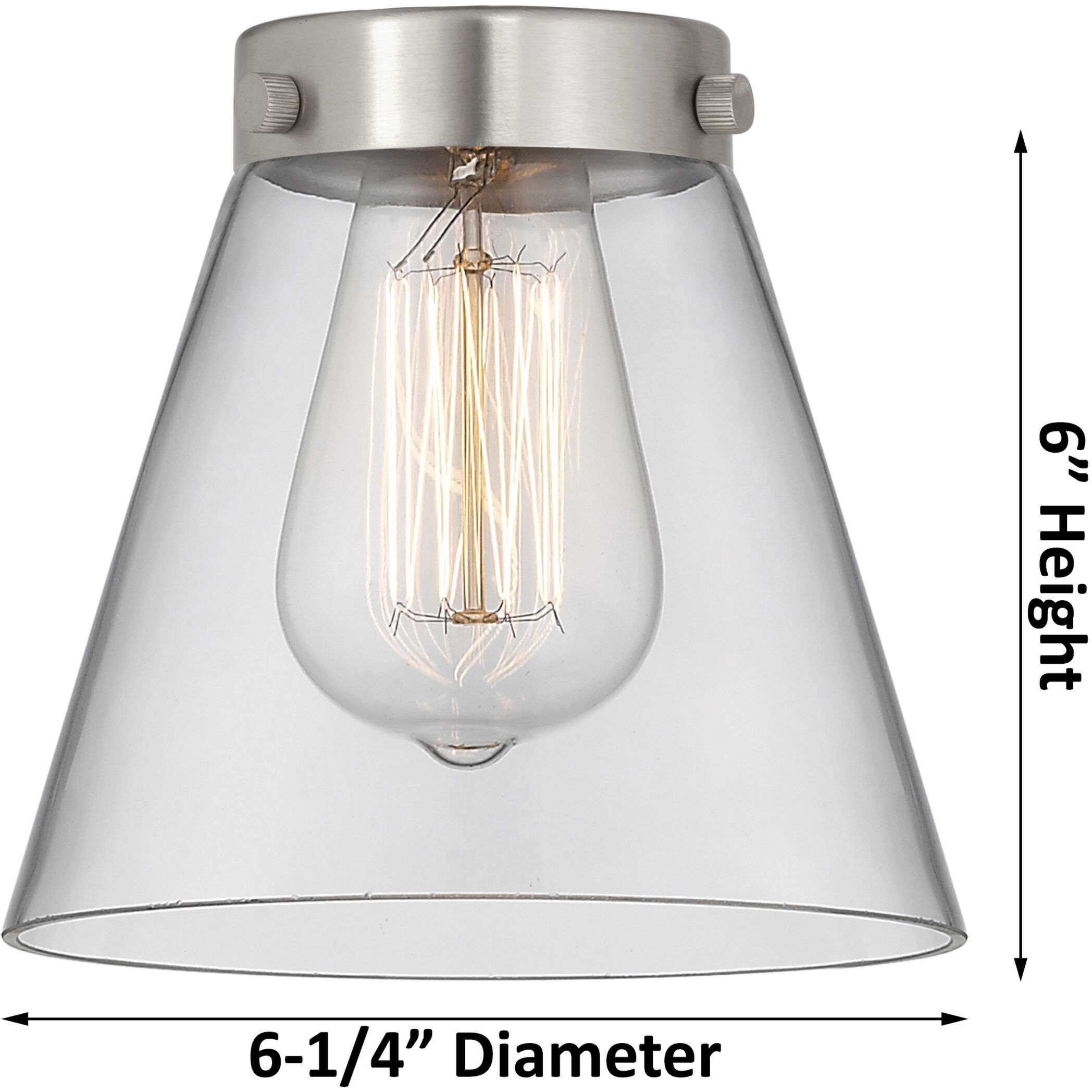 Nouveau Small Cone LED 6 inch Brushed Satin Nickel Sconce Wall Light in Plated Smoke Glass, Nouveau