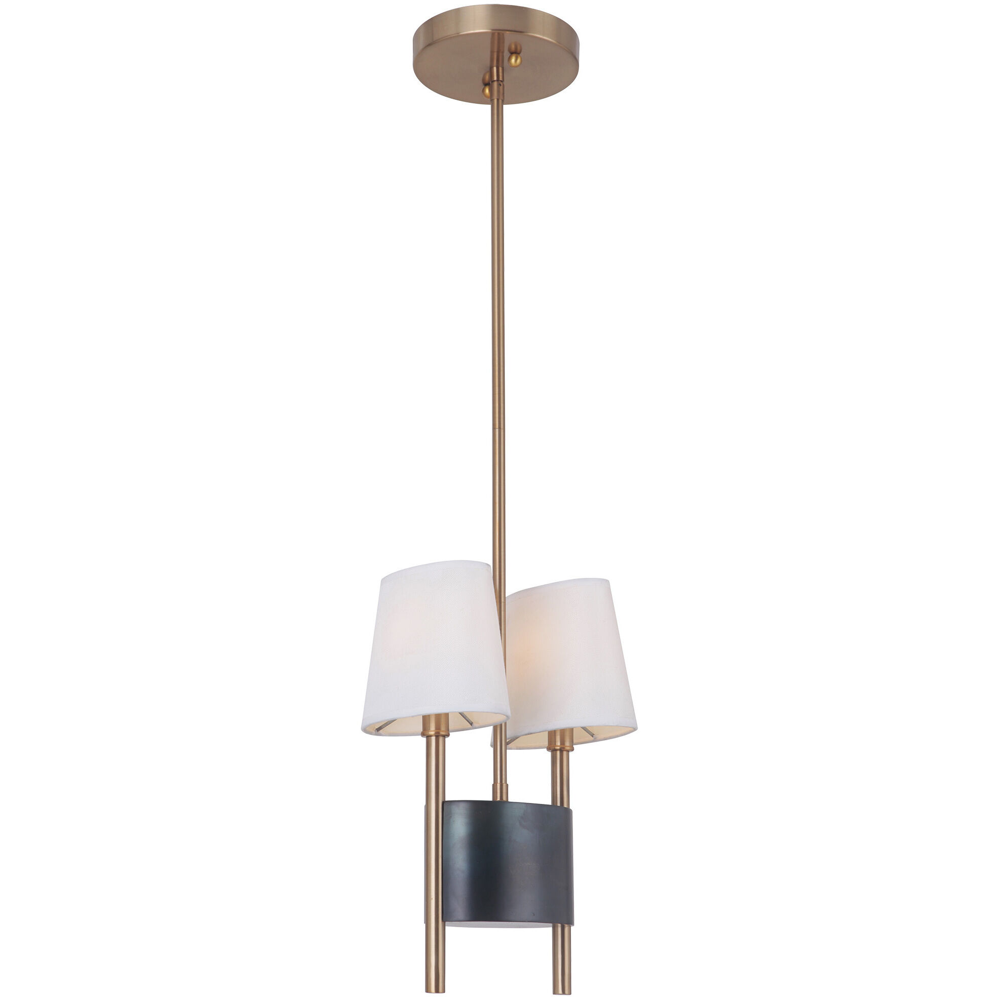 Parker 2 Light 6 inch Fired Steel/Satin Brass Pendant Ceiling Light
