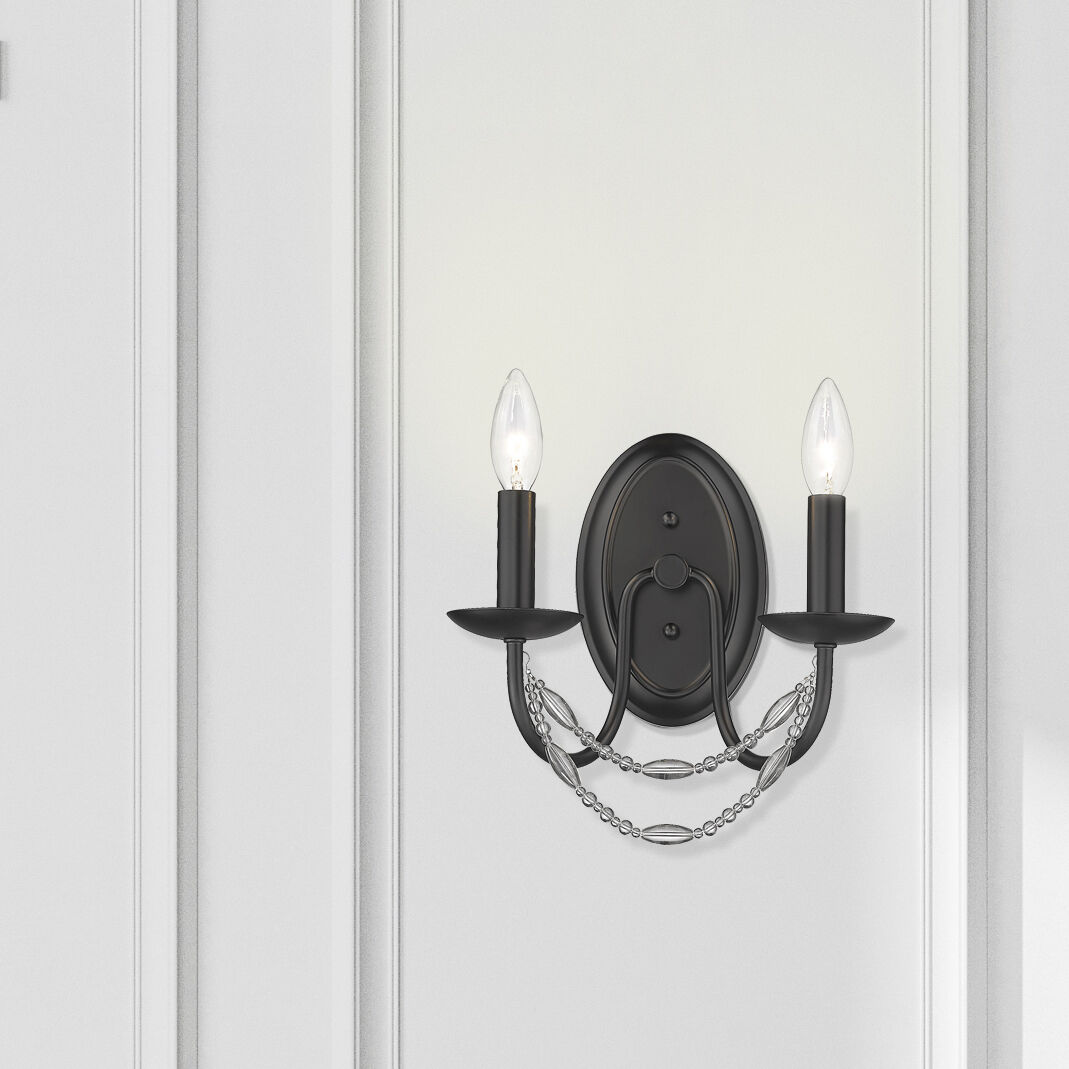 Mirabella 2 Light 10.25 inch Matte Black Wall Sconce Wall Light
