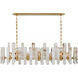 AERIN Bonnington 24 Light 55 inch Hand-Rubbed Antique Brass Linear Chandelier Ceiling Light in Alabaster, Large