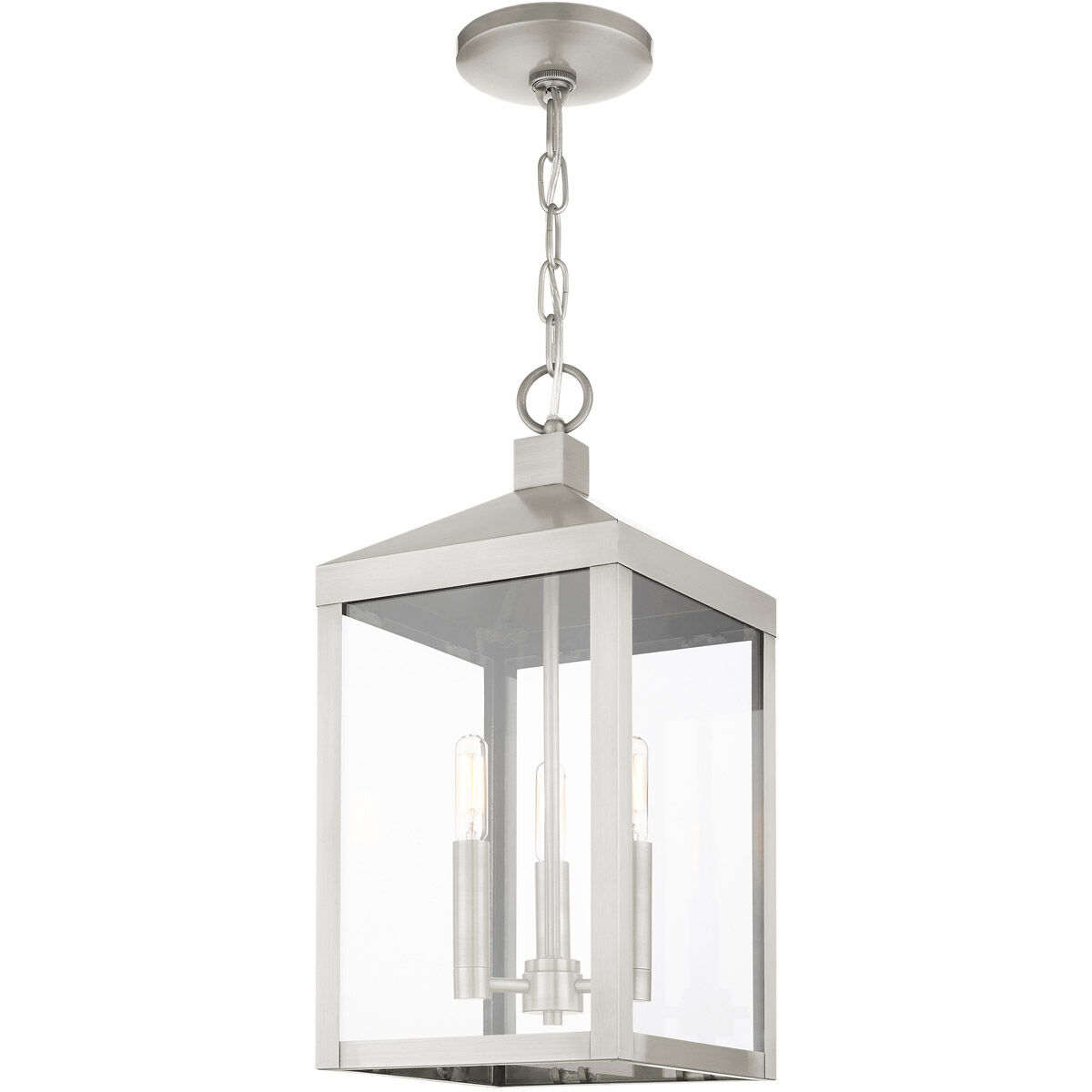 Nyack 3 Light 8.25 inch Brushed Nickel Outdoor Pendant Lantern