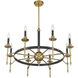 Consulate 8 Light 34 inch Matte Black and Warm Brass Chandelier Ceiling Light