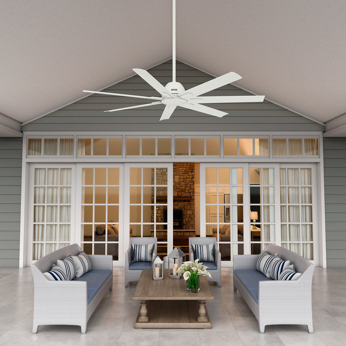 Downtown 60 inch Matte White Outdoor Ceiling Fan