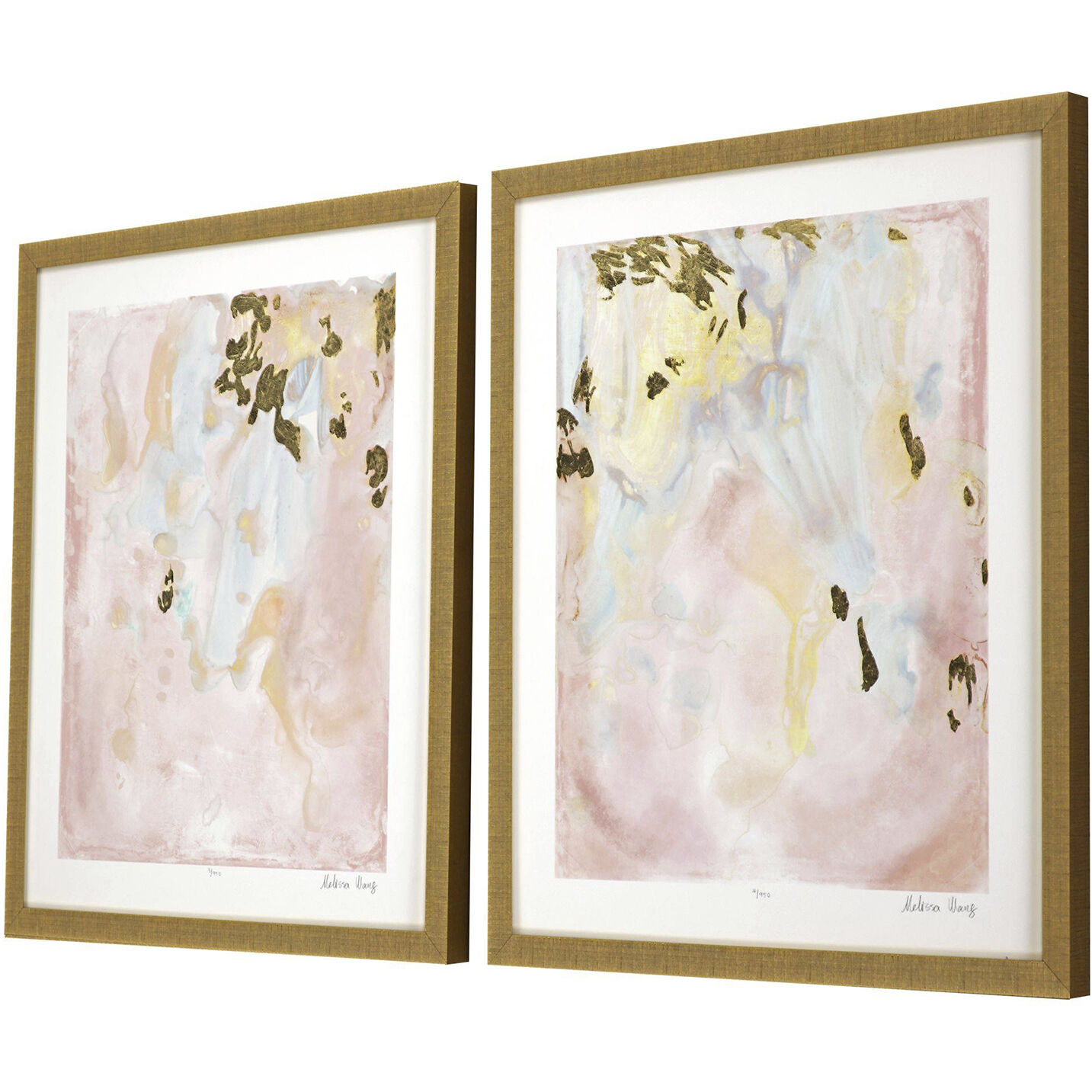 Gold Planet Pink and Metallic Framed Art