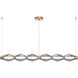 Aalto Mandrel Linear Chandelier Ceiling Light in 3000K LED, Optic Rib Smoke, Novel Brass