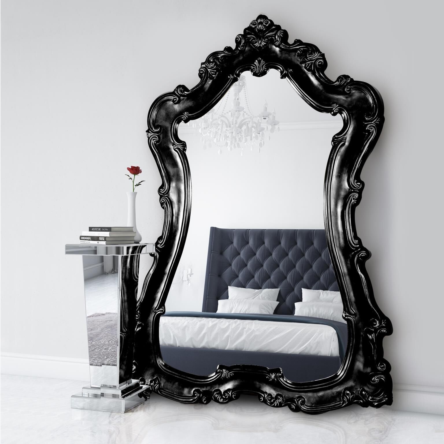 Lorelei 89 X 60 inch Glossy Black Wall Mirror