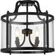 Payton 4 Light 16 inch Matte Black Semi-Flush Mount Ceiling Light, Damp