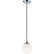 The Bougie 1 Light 5.88 inch Chrome Pendant Ceiling Light in Chrome and Opal Glass