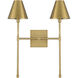 Jefferson 2 Light 16 inch Warm Brass Wall Sconce Wall Light