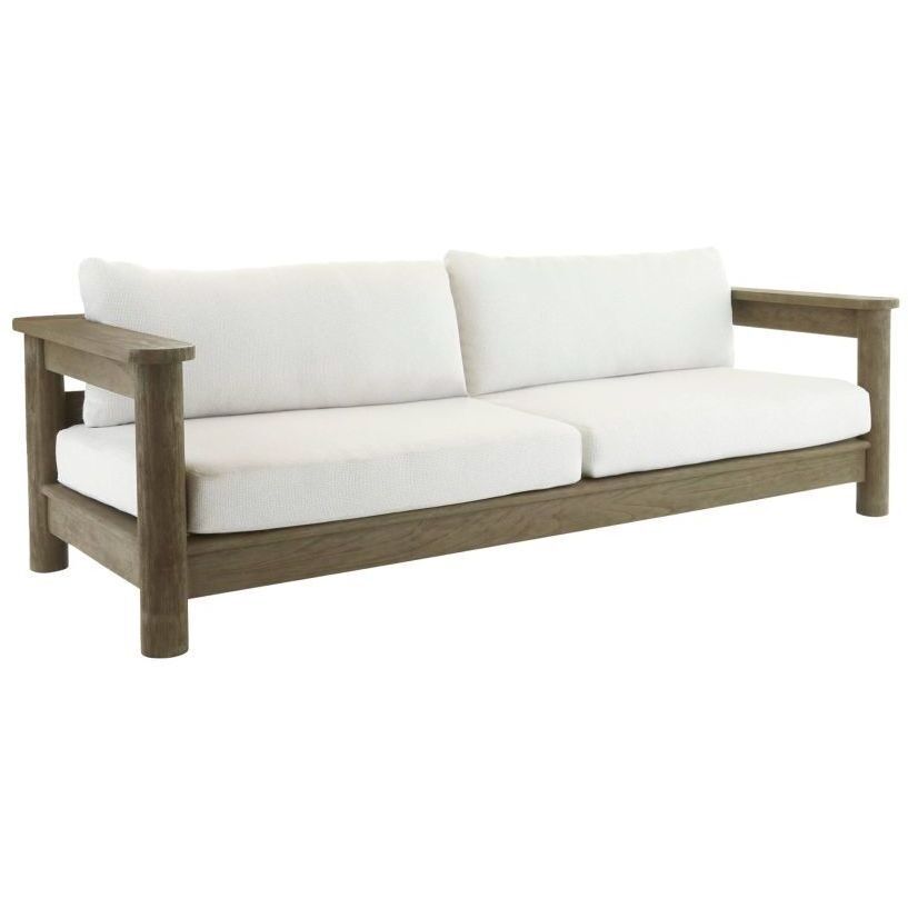 Caldwell Shale and Weathered Teak Outdoor Sofa