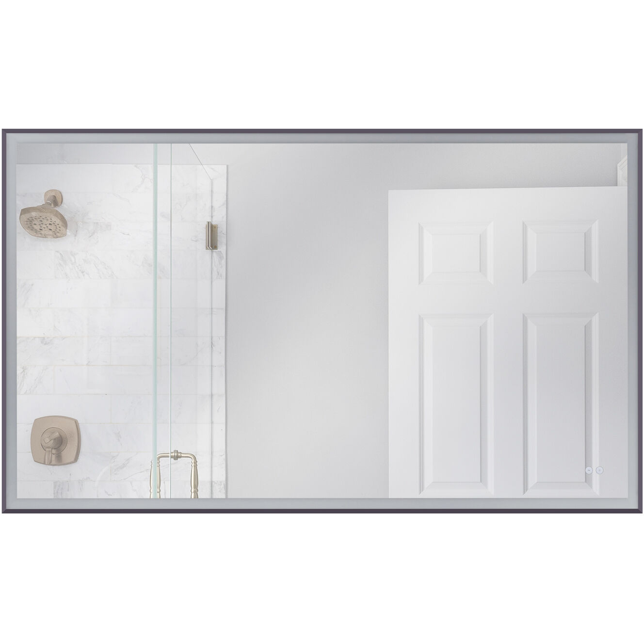 Framed 60 X 36 inch Flat Black LED Mirror, Back Lit
