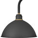 Foundry Dome Outdoor Barn Light in Textured Black, Gooseneck