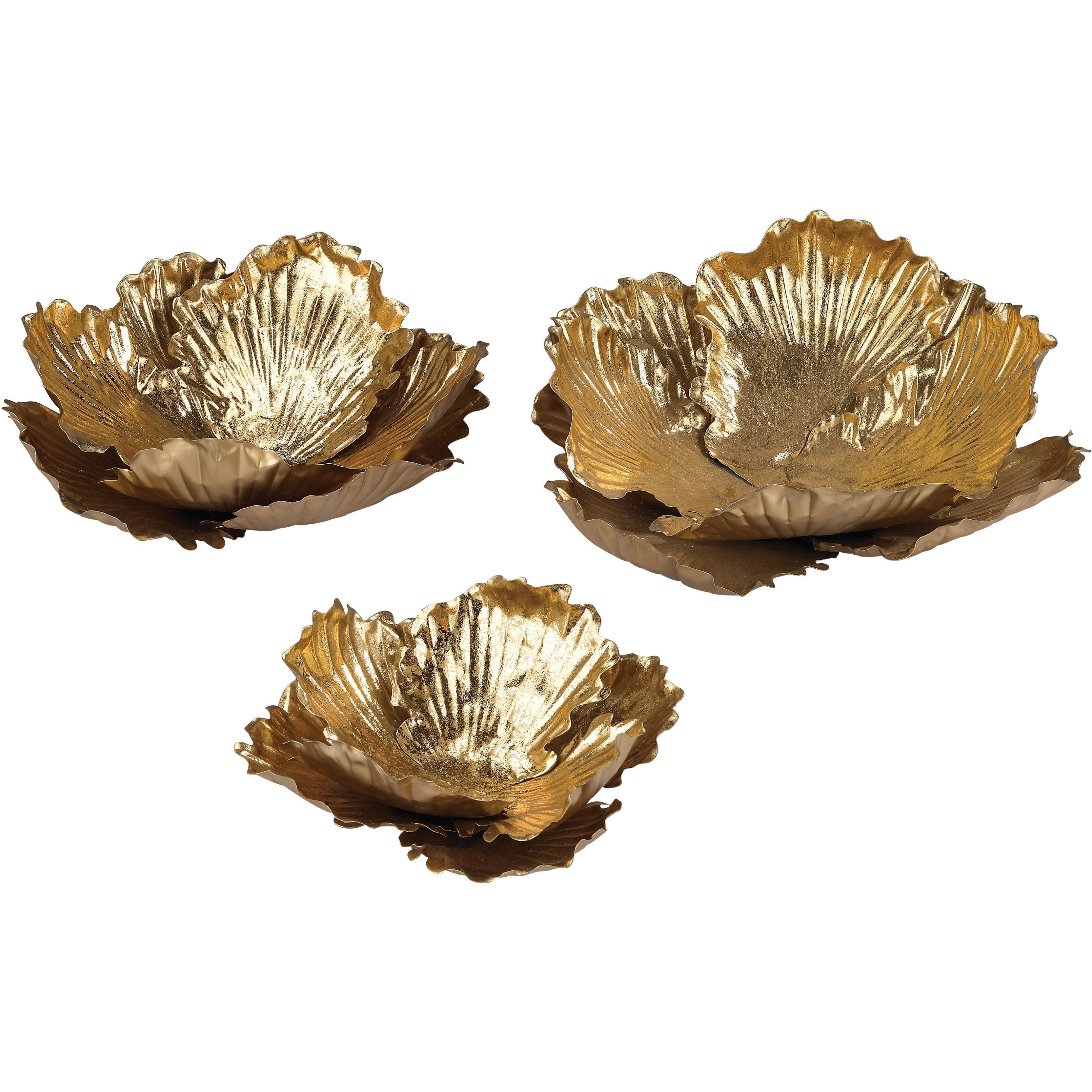Organic Gold Dimensional Wall Art, Set of 3