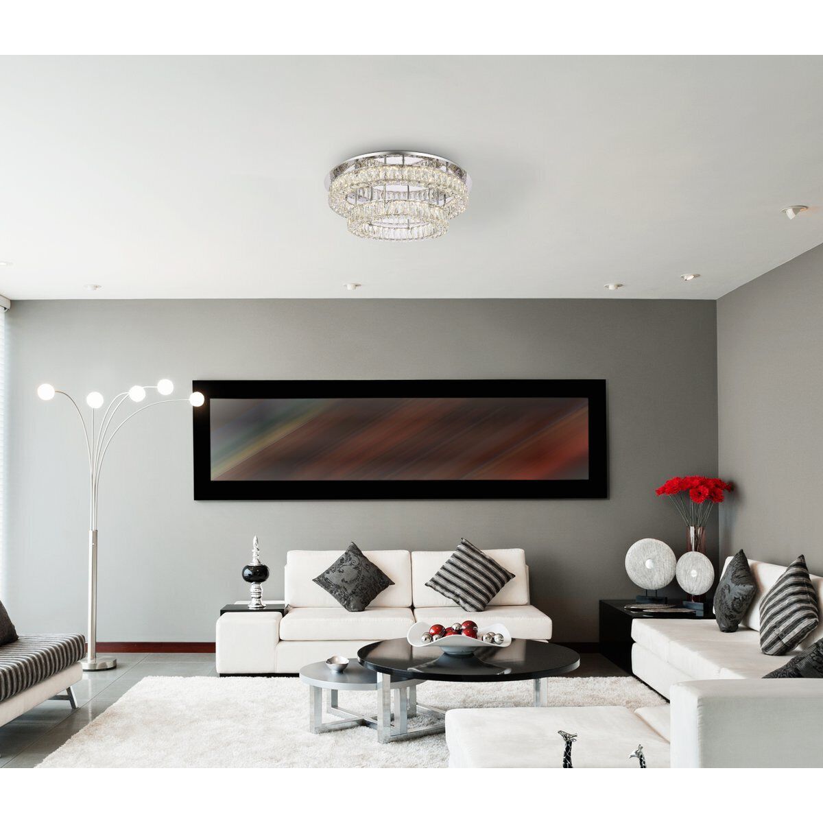 Monroe 2 Light 30 inch Chrome Flush Mount Ceiling Light