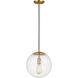 Leo - Hanging Globe 1 Light 12 inch Satin Brass Pendant Ceiling Light