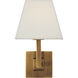 Architectural Wall 1 Light 7 inch Hand-Rubbed Antique Brass Wall Sconce Wall Light in Square Linen