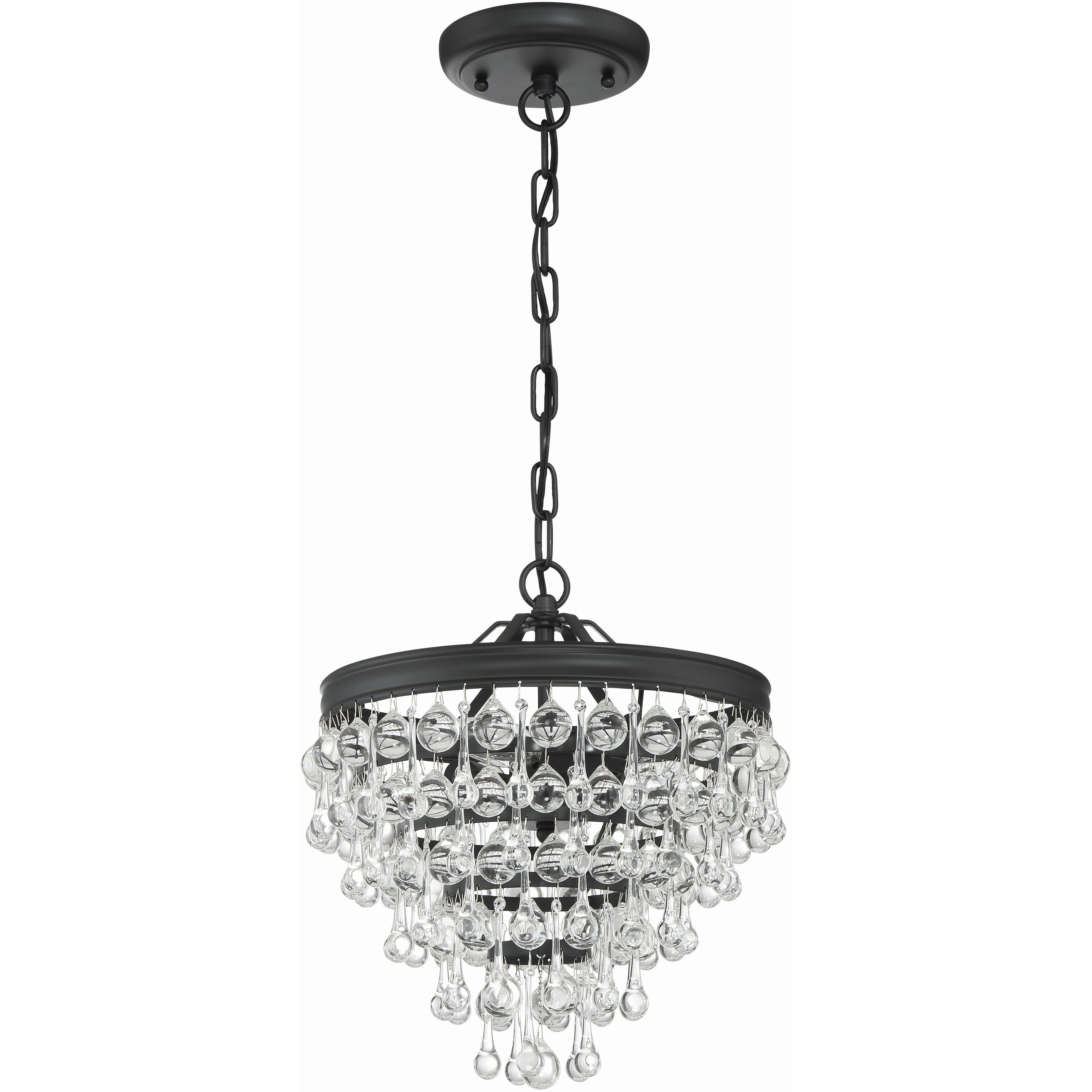 Calypso 3 Light 13 inch Matte Black Chandelier Ceiling Light