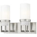 Utopia 2 Light 15 inch Satin Nickel Bath Vanity Light Wall Light in Matte White Glass