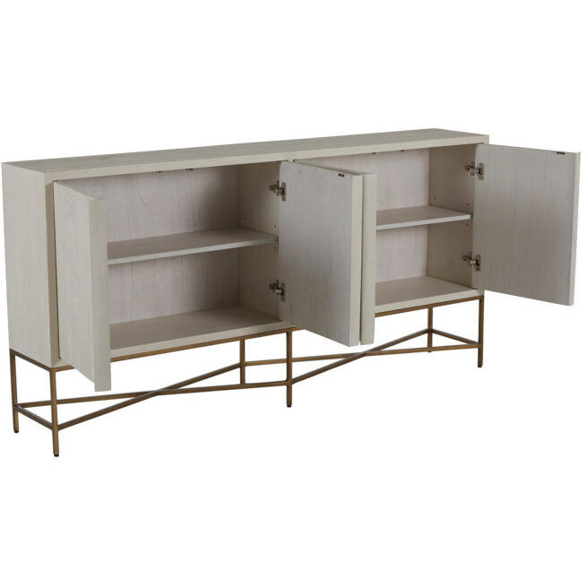 Carol Cerused White / Stained Brass Cabinet