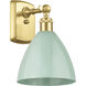 Ballston Plymouth Dome LED 7.5 inch Satin Gold Sconce Wall Light in Matte Seafoam