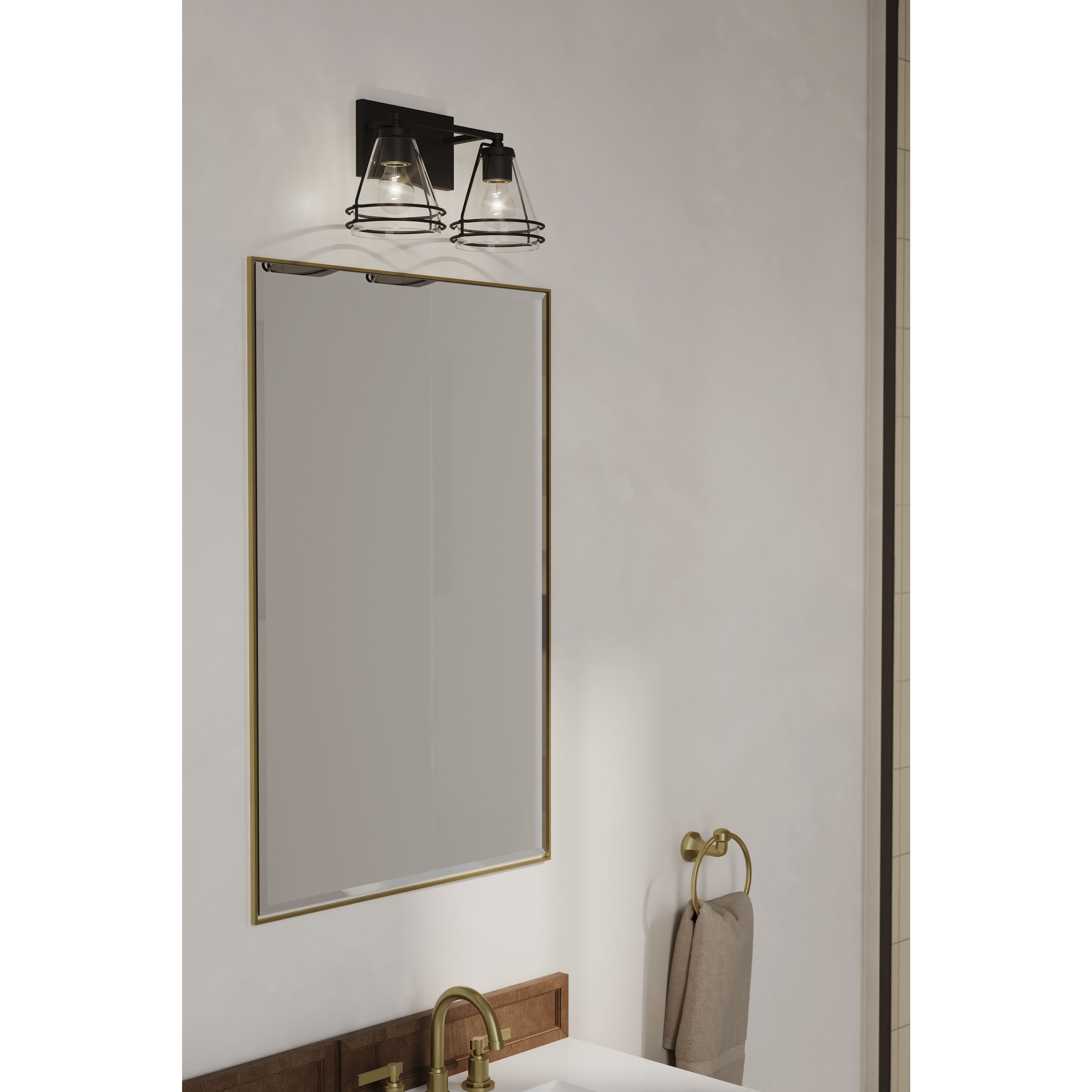 Lorenth 2 Light 15.5 inch Dark Matte Black Vanity Wall Light