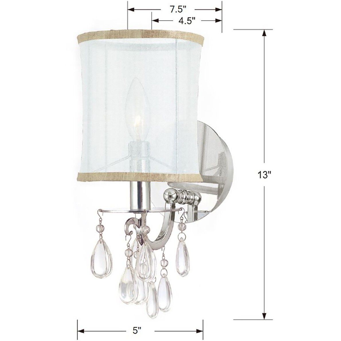 Hampton Bath Sconce Wall Light in Polished Chrome