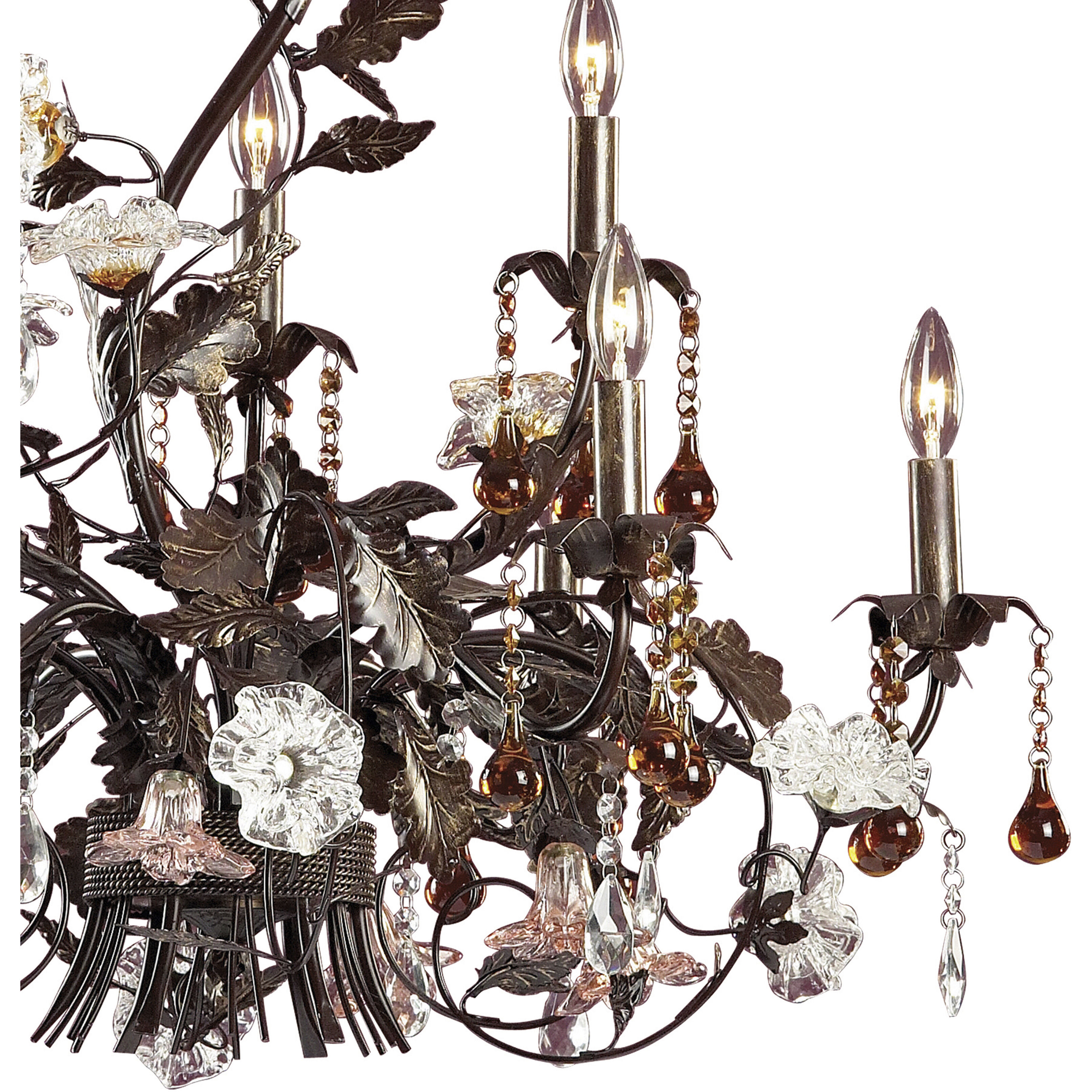 Cristallo Fiore 9 Light 33 inch Bronze Chandelier Ceiling Light