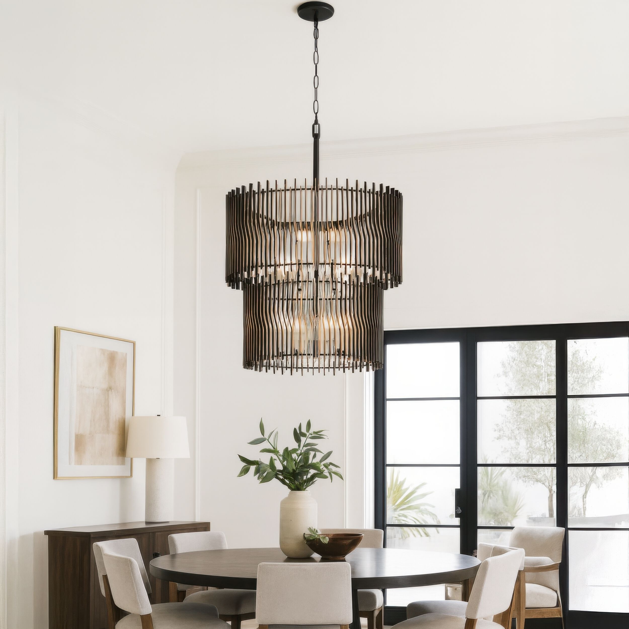 Park Row 14 Light 32 inch Matte Black and French Gold Chandelier Ceiling Light