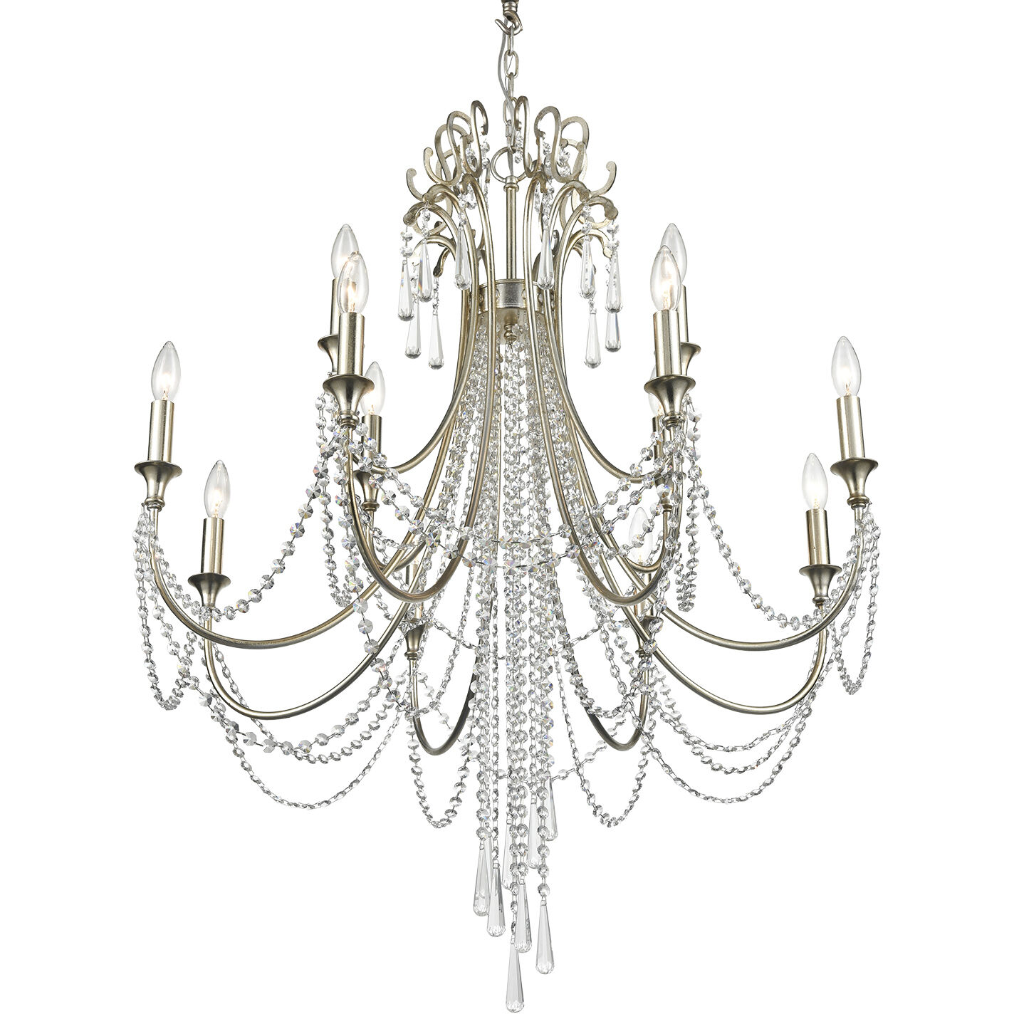 Arcadia 12 Light 32.5 inch Antique Silver Chandelier Ceiling Light