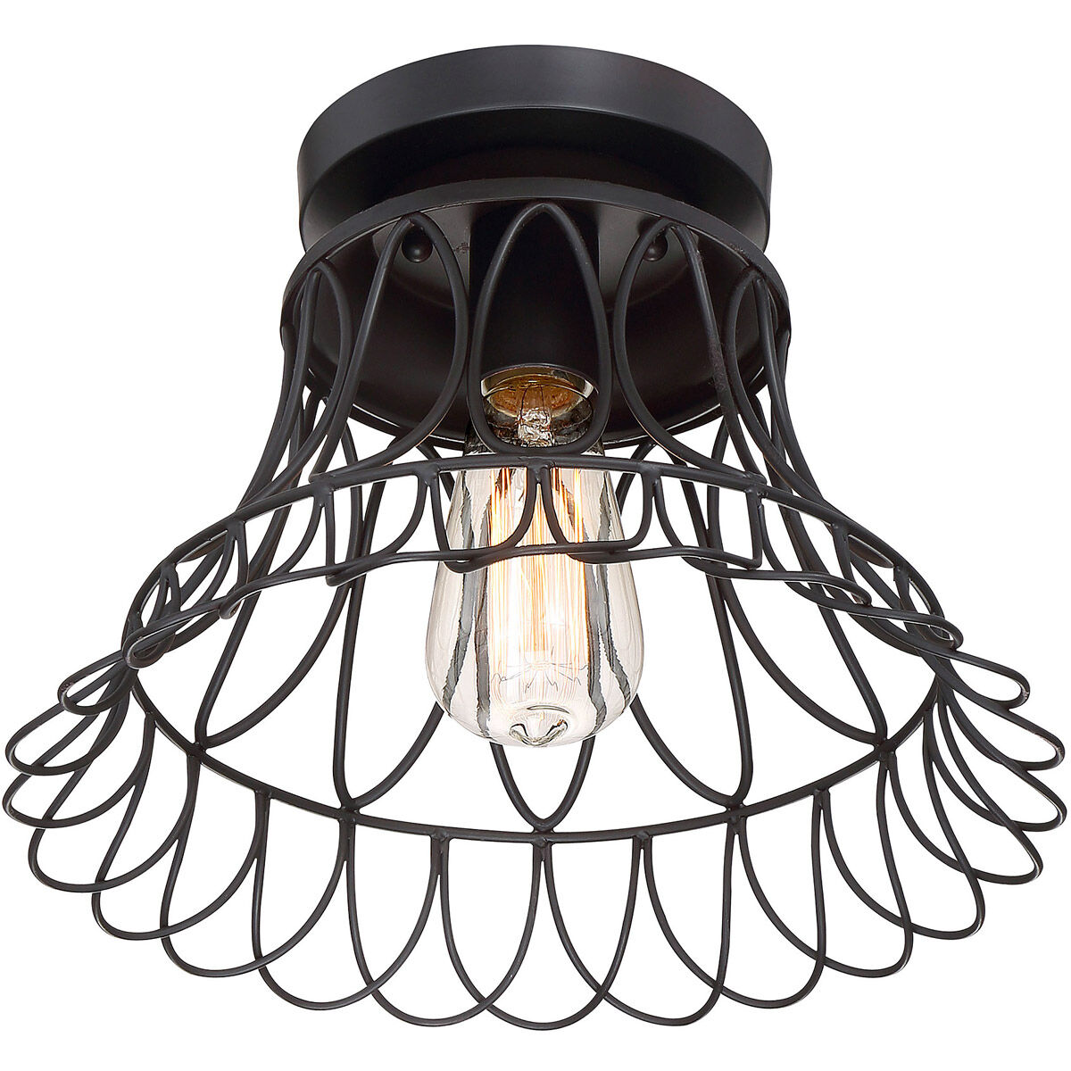 Rustic 1 Light 12 inch Oil Rubbed Bronze Flush Mount Ceiling Light