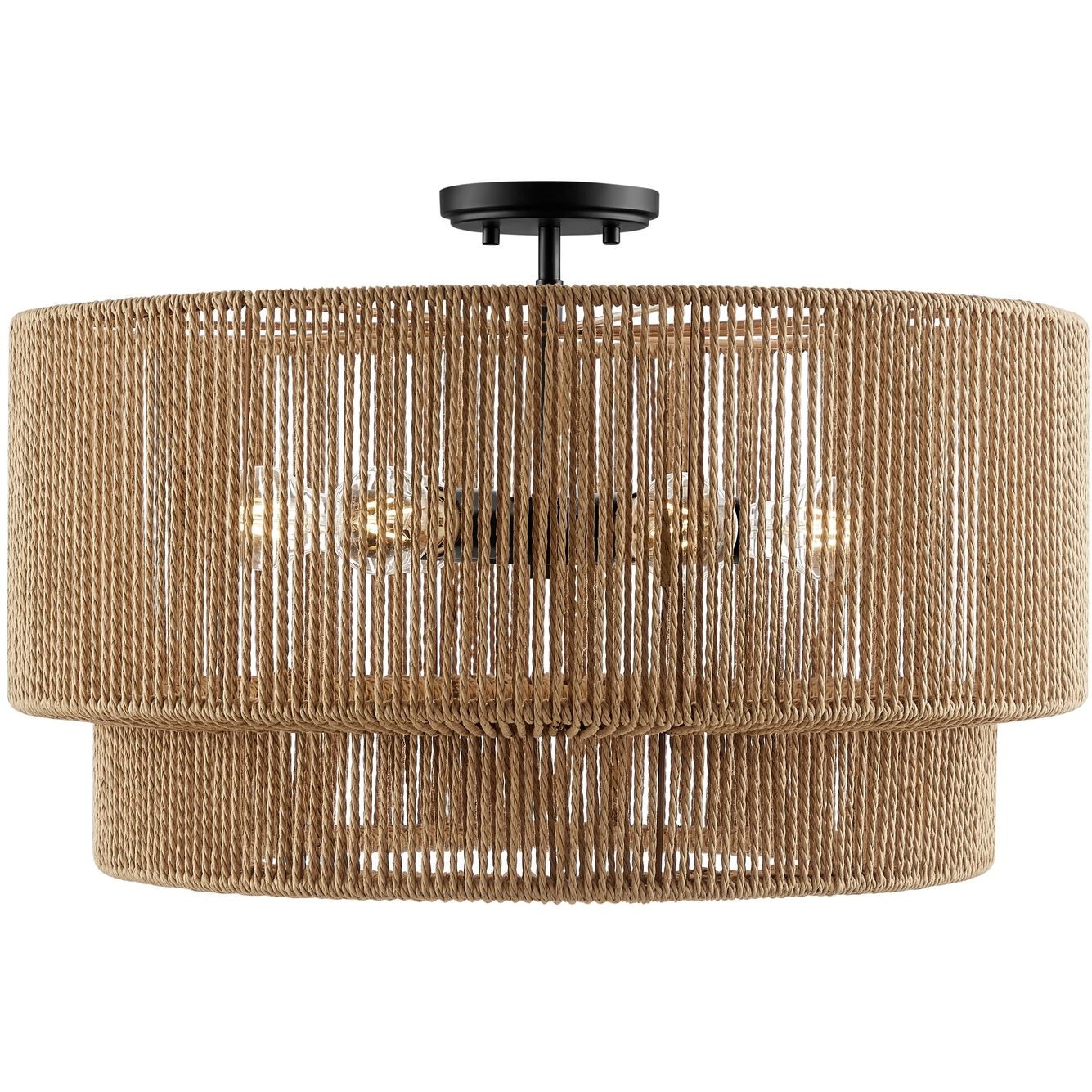 Eco Collection - Milos Family 6 Light 24 inch Matte Black Semi-Flush Ceiling Light in 24" D x 24" W x 14" H, EVOLV