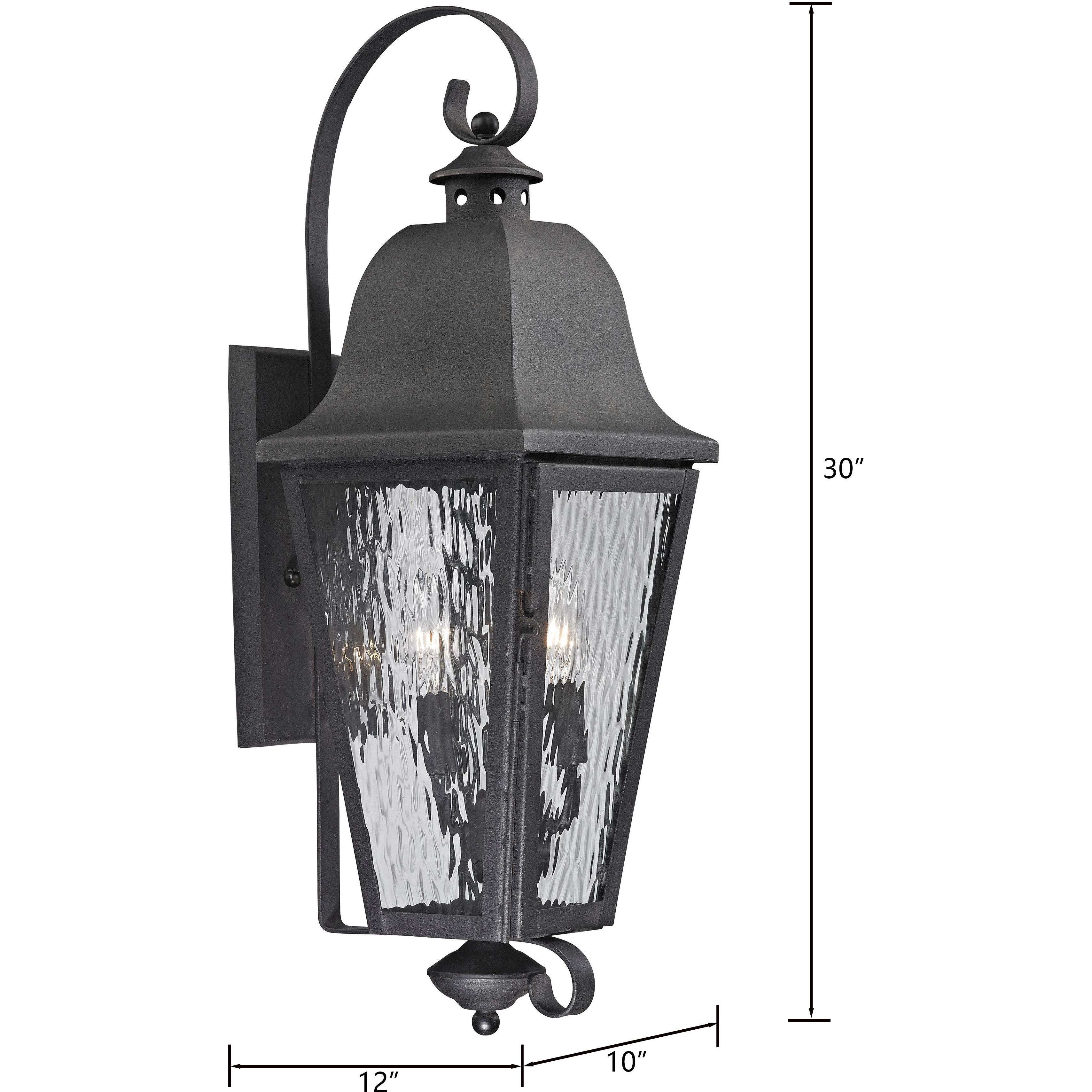 Forged Brookridge 3 Light 30 inch Charcoal Outdoor Wall Sconce