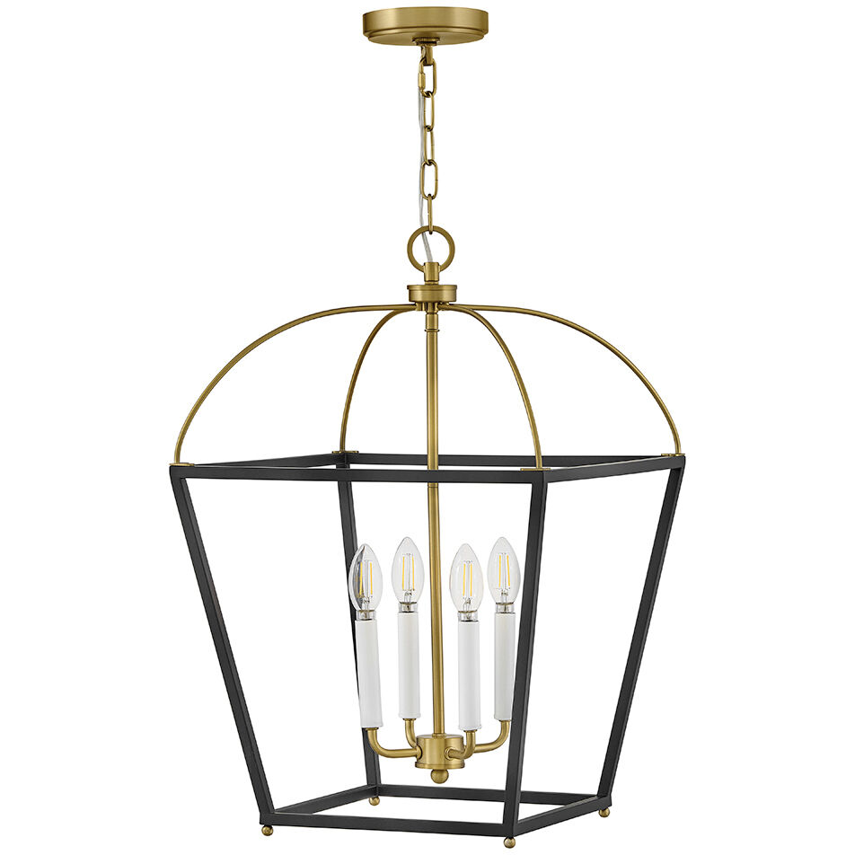 Tate 4 Light 16 inch Black with Lacquered Brass Pendant Ceiling Light