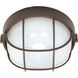 Brentwood 1 Light 8 inch Architectural Bronze Outdoor Bulk Head, Round Cage