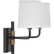 Lawton 2 Light 13 inch Oil Rubbed Bronze w/ Antique Brass Accents Double Arm Wall Sconce Wall Light