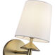 Alora Mood Bridgette 1 Light 6.13 inch Brushed Gold and White Linen Wall/Vanity Light Wall Light in Linen Shade
