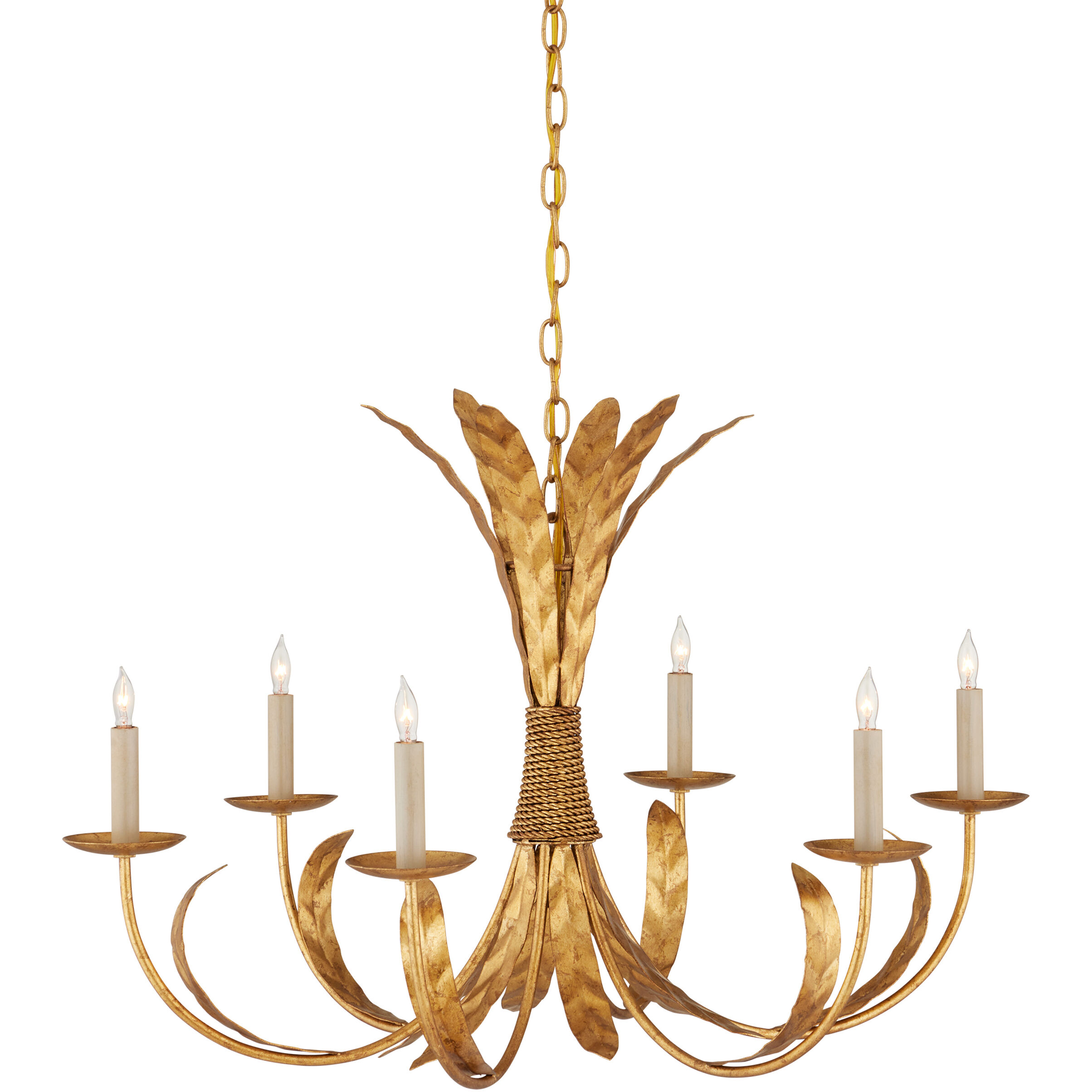 Bette 6 Light 33 inch Grecian Gold Leaf Chandelier Ceiling Light, Bunny Williams Collection