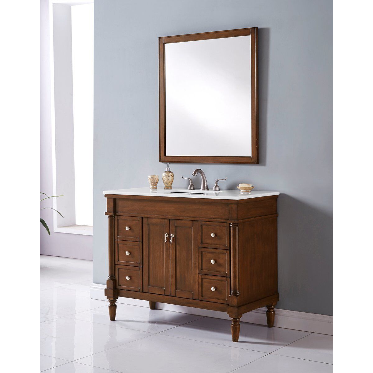 Lexington 42 X 21.5 X 35 inch Walnut Vanity Sink Set