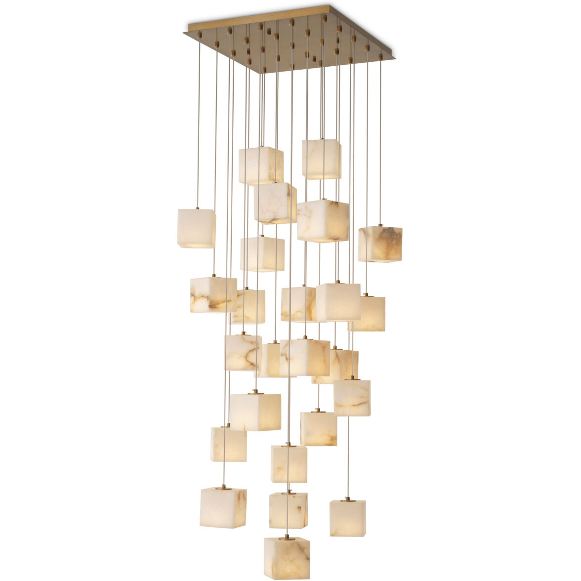 Duboce 25 Light Antique Brass with Alabaster Chandelier Ceiling Light