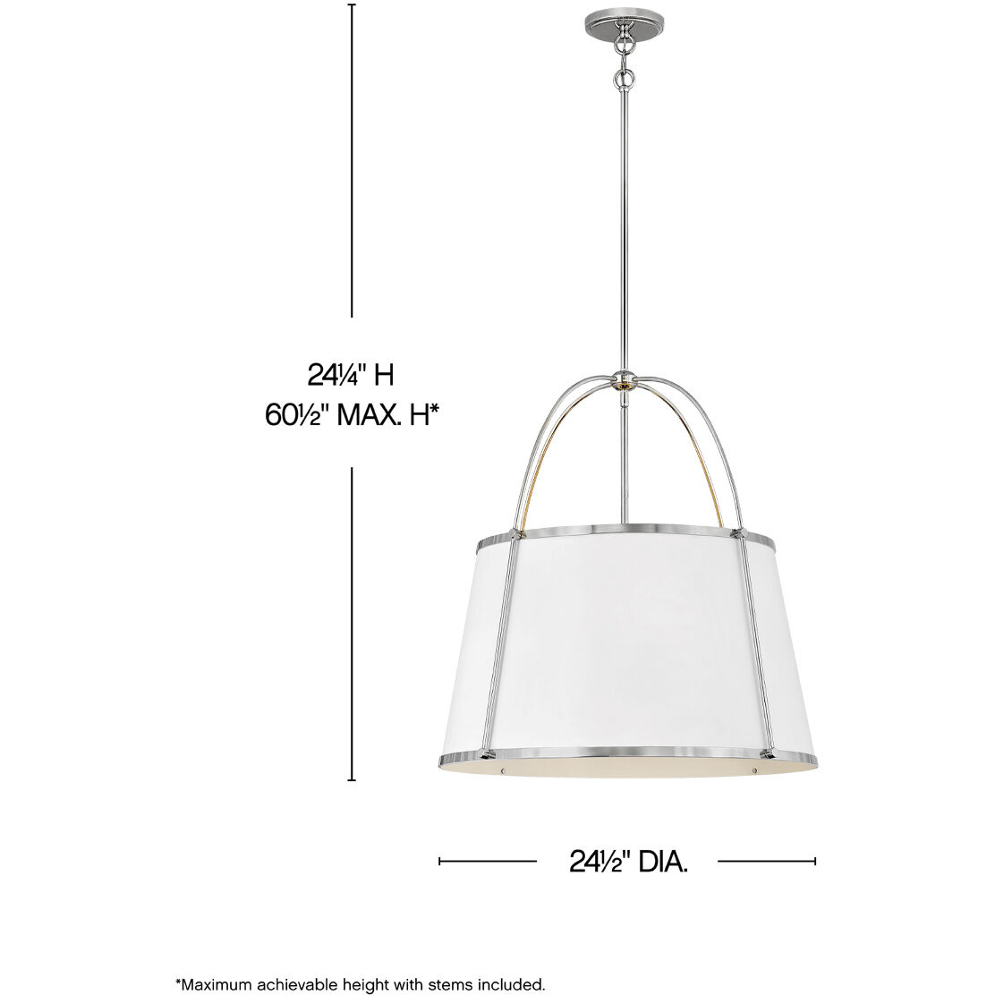 Clarke 4 Light 24.5 inch Polished Nickel with Matte White Indoor Chandelier Ceiling Light