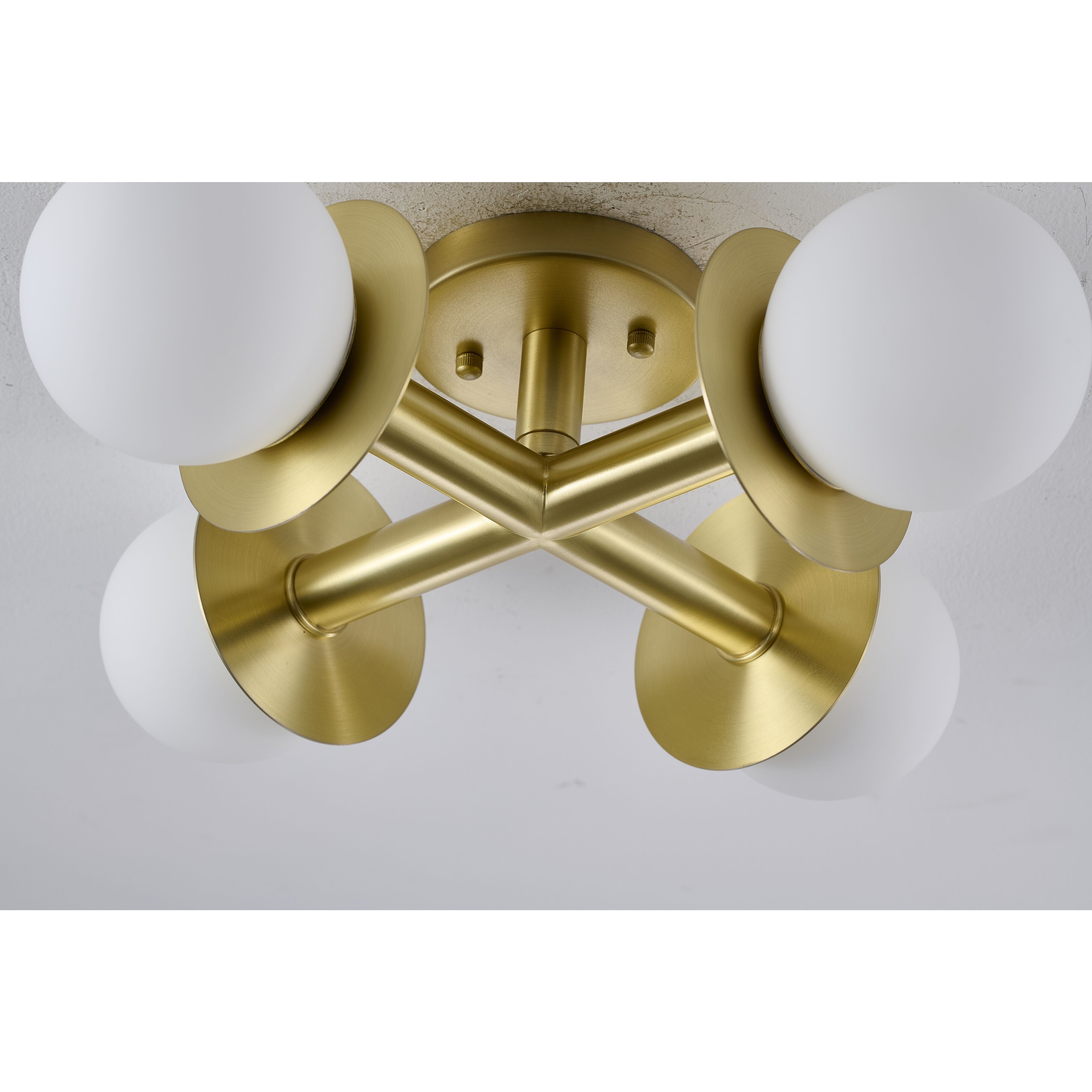 Canada 4 Light 18 inch Satin Brass Flush Mount Ceiling Light