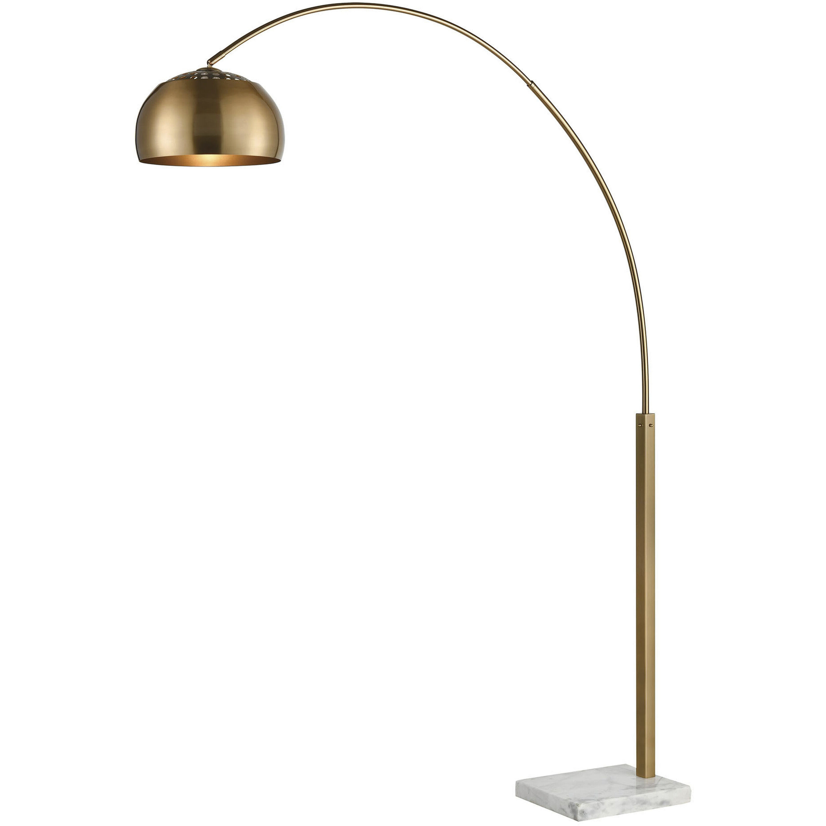 Solar Flair 77 inch 100 watt Aged Brass with White Floor Lamp Portable Light