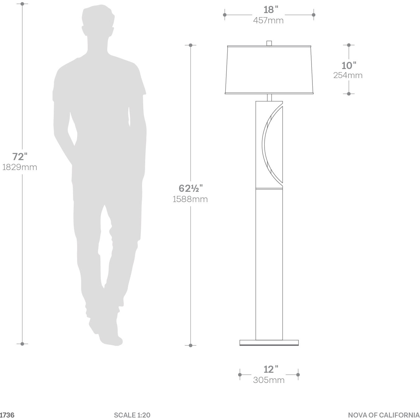 Half Moon 63 inch 100.00 watt Charcoal Gray and Brushed Nickel Floor Lamp Portable Light