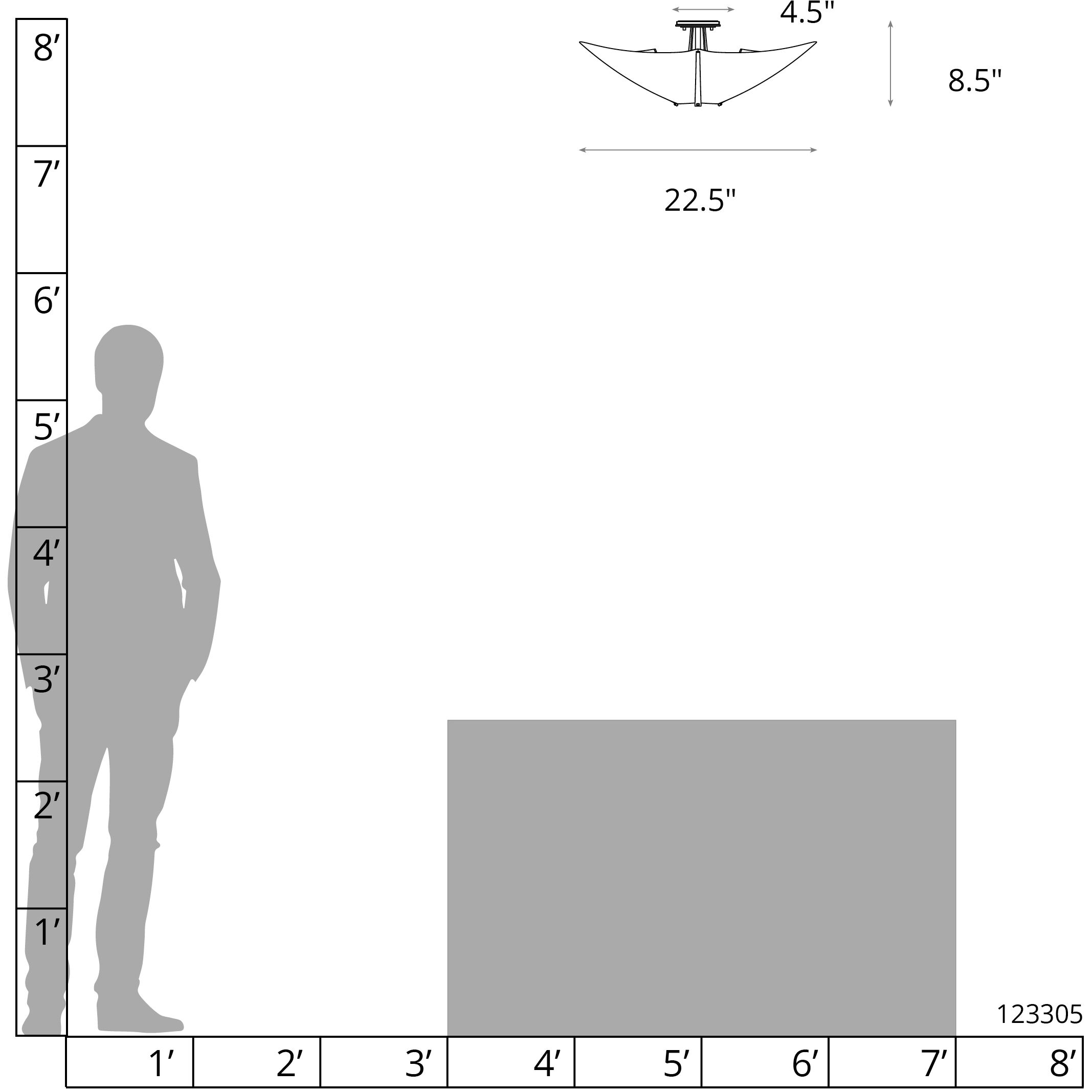 Kirigami 4 Light 22.5 inch Modern Brass Semi-Flush Ceiling Light