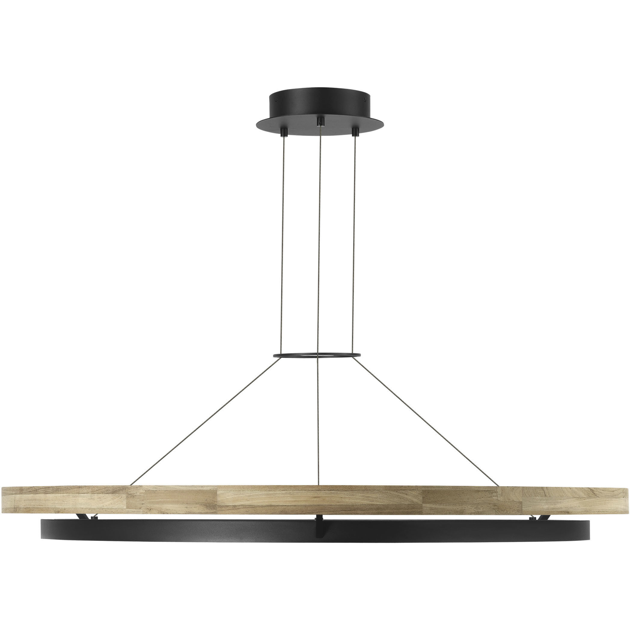 Sean Lavin Grace LED 48 inch Textured Black and Teak Wood Outdoor Chandelier