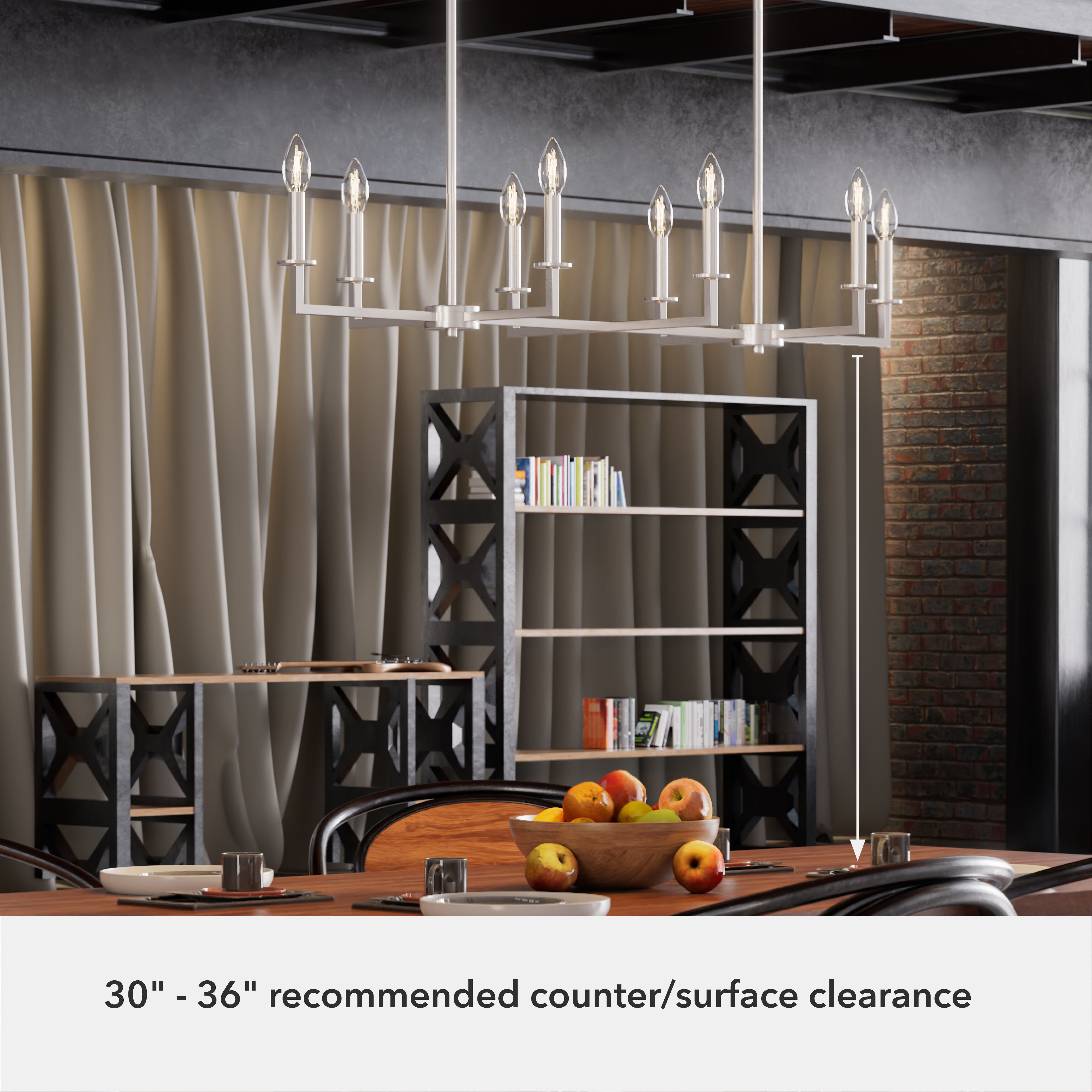 Bearden 8 Light 48 inch Brushed Nickel Linear Chandelier Ceiling Light, Large