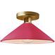 Radiance 1 Light 11.75 inch Cerise and Polished Brass Semi Flush Ceiling Light