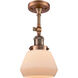 Franklin Restoration Fulton LED 7 inch Antique Copper Semi-Flush Mount Ceiling Light in Matte White Glass, Franklin Restoration