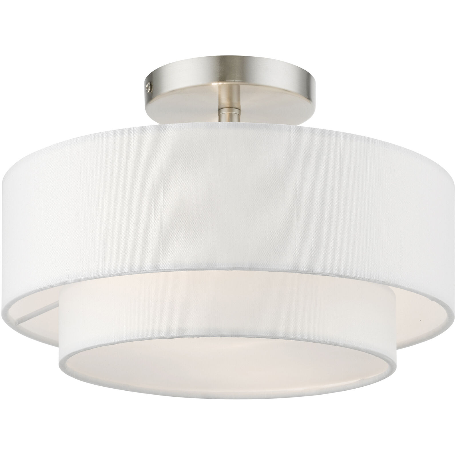 Meridian 2 Light 12 inch Brushed Nickel Semi-Flush Ceiling Light