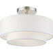 Meridian 2 Light 12 inch Brushed Nickel Semi-Flush Ceiling Light